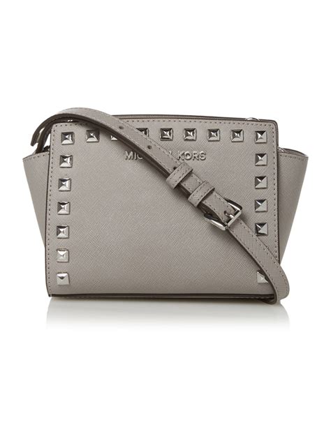 grey studded michael kors bag|Michael Kors black shoulder bag.